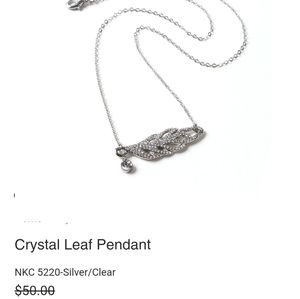 Crystal Leaf Silver Necklace
